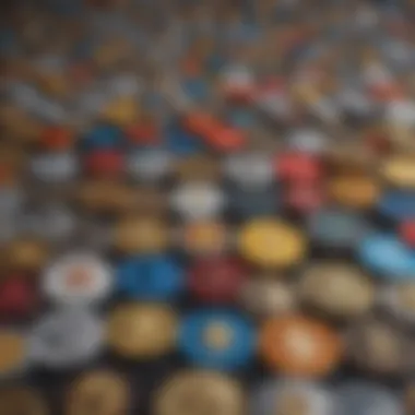 An array of various cryptocurrency logos, symbolizing diversity in the digital currency market.