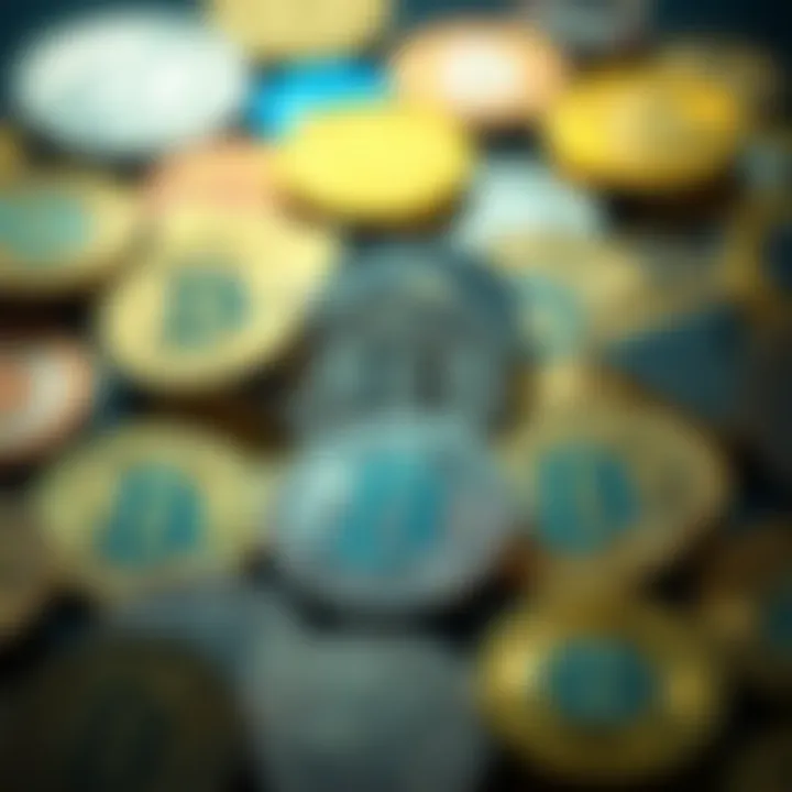 A collection of various cryptocurrency coins