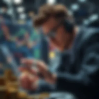 Researching Promising Cryptocurrencies A focused investor researching cryptocurrencies